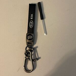 Kia Key Fob Keychain in Black Leather NWT